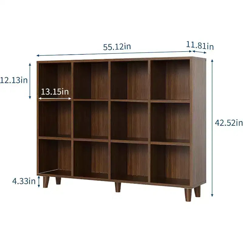 Organizzatore libreria a cubi, Scaffale aperto autoportante con base a gambe, Scaffale espositivo moderno, Mobile contenitore per ufficio domestico, soggiorno, camera da letto
