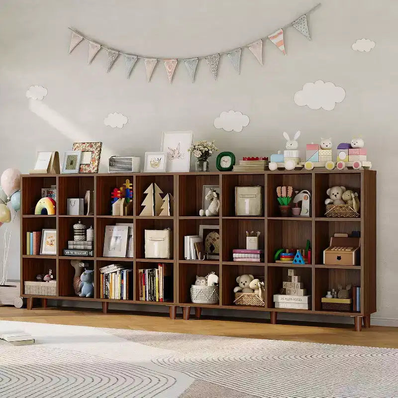 Organizzatore libreria a cubi, Scaffale aperto autoportante con base a gambe, Scaffale espositivo moderno, Mobile contenitore per ufficio domestico, soggiorno, camera da letto