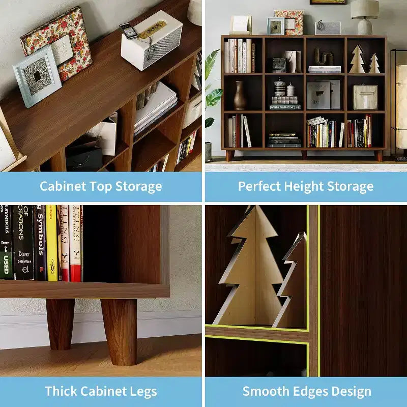 Organizzatore libreria a cubi, Scaffale aperto autoportante con base a gambe, Scaffale espositivo moderno, Mobile contenitore per ufficio domestico, soggiorno, camera da letto