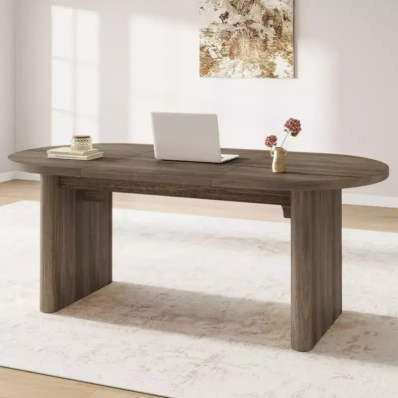Tavolo da pranzo, scrivania per computer, scrivania moderna da ufficio, postazione di lavoro in legno, piano ispessito e base robusta, adatta per cucine, uffici e case
