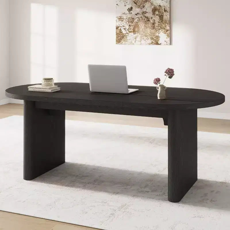 Dining Table, Computer Desk, Modern Office Desk, Wooden Workstation, Thickened Desktop and Heavy-Duty Base, Suitable for Kitchens, Offices and Homes
