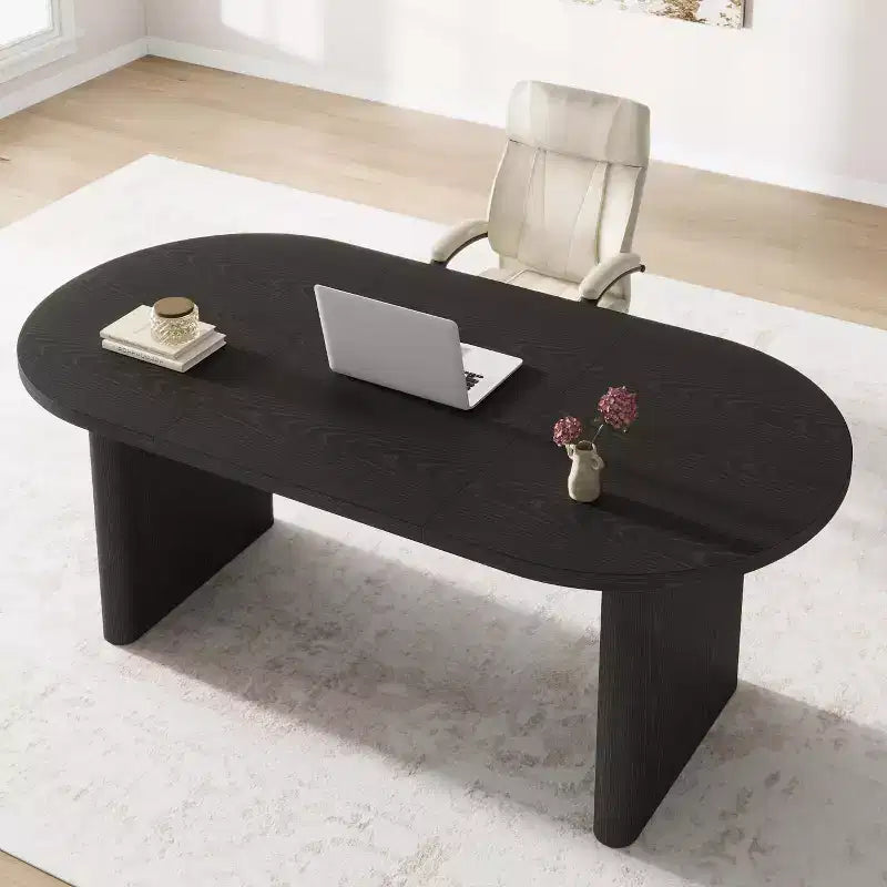 Dining Table, Computer Desk, Modern Office Desk, Wooden Workstation, Thickened Desktop and Heavy-Duty Base, Suitable for Kitchens, Offices and Homes