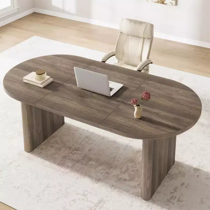 Dining Table, Computer Desk, Modern Office Desk, Wooden Workstation, Thickened Desktop and Heavy-Duty Base, Suitable for Kitchens, Offices and Homes