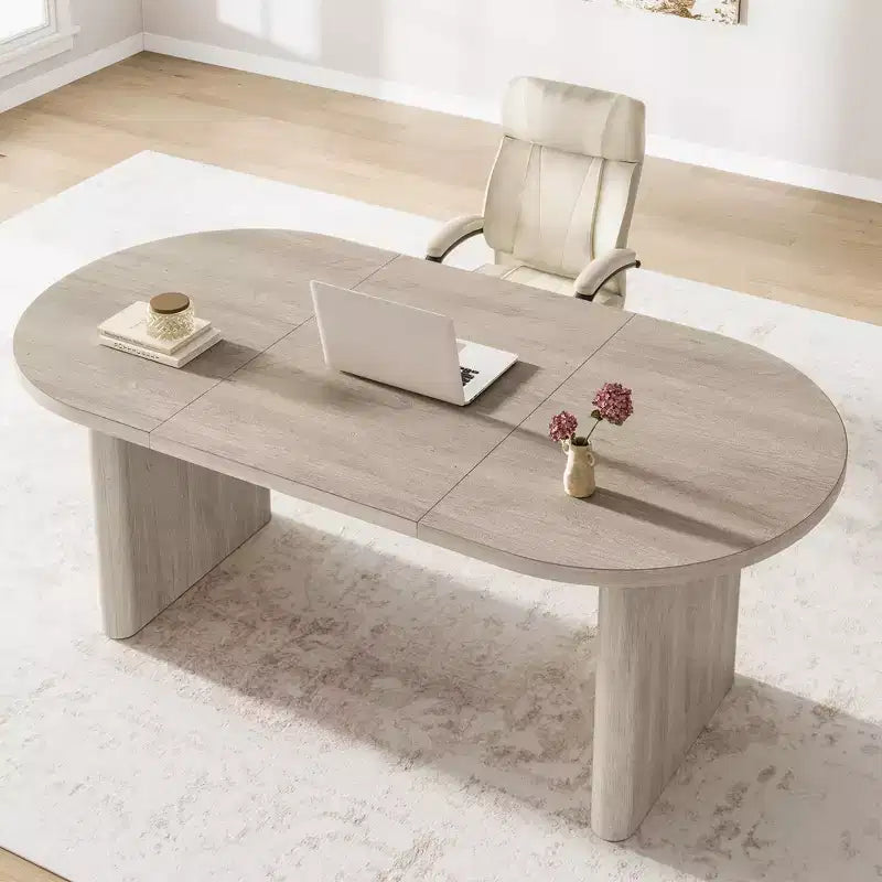 Dining Table, Computer Desk, Modern Office Desk, Wooden Workstation, Thickened Desktop and Heavy-Duty Base, Suitable for Kitchens, Offices and Homes
