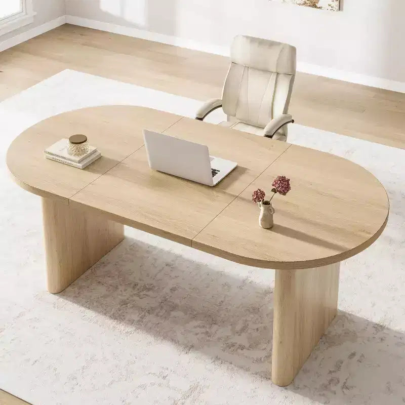 Dining Table, Computer Desk, Modern Office Desk, Wooden Workstation, Thickened Desktop and Heavy-Duty Base, Suitable for Kitchens, Offices and Homes