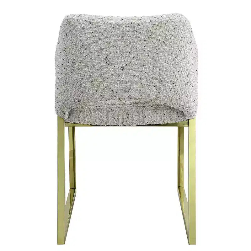 Teddy Faux Shearling Dining Chair with Mirrored Gold Stainless Steel Legs, Armless