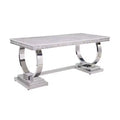 Acme Furniture Zander Faux Marble Top Dining Table White/Silver Finish
