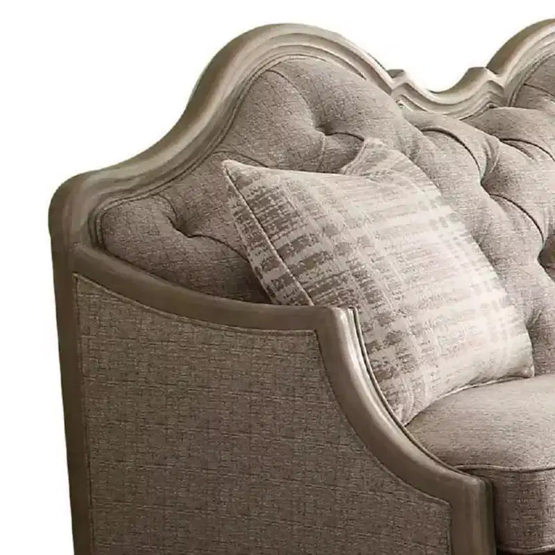 Divano Acme Furniture Chelmsford, Tessuto Beige/Tortora Antico
