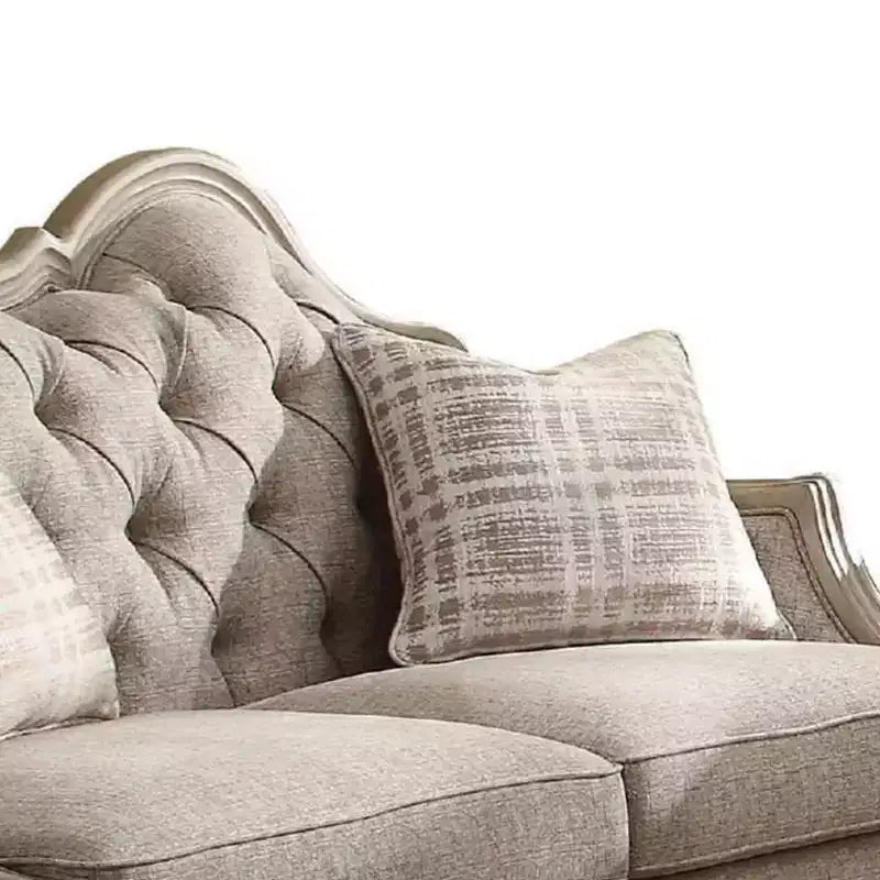 Divano Acme Furniture Chelmsford, Tessuto Beige/Tortora Antico