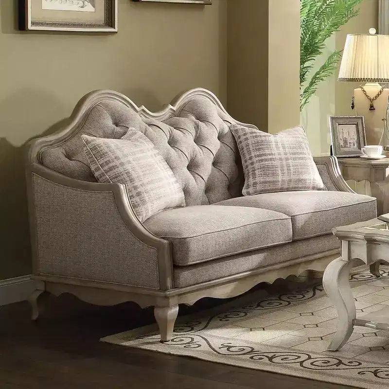 Divano Acme Furniture Chelmsford, Tessuto Beige/Tortora Antico