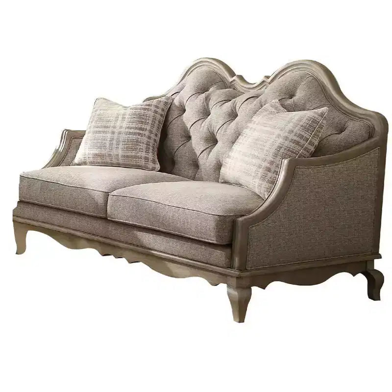 Divano Acme Furniture Chelmsford, Tessuto Beige/Tortora Antico