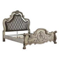 Acme Furniture Queen 92" Dresden Synthetic Leather Bed Vintage Bone White Finish