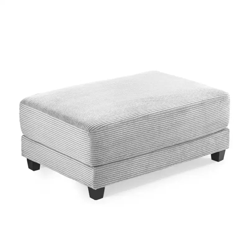Divano sezionale a 112'' in velluto a coste con due pouf e tavolino portaoggetti da soggiorno