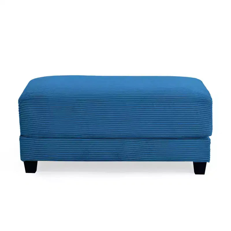Divano sezionale a 112'' in velluto a coste con due pouf e tavolino portaoggetti da soggiorno