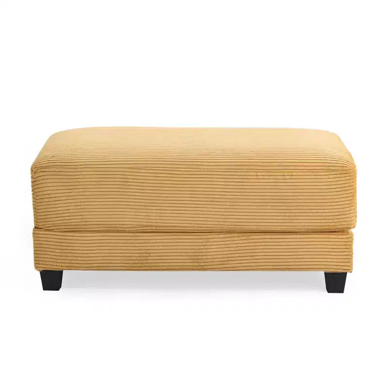 Divano sezionale a 112'' in velluto a coste con due pouf e tavolino portaoggetti da soggiorno