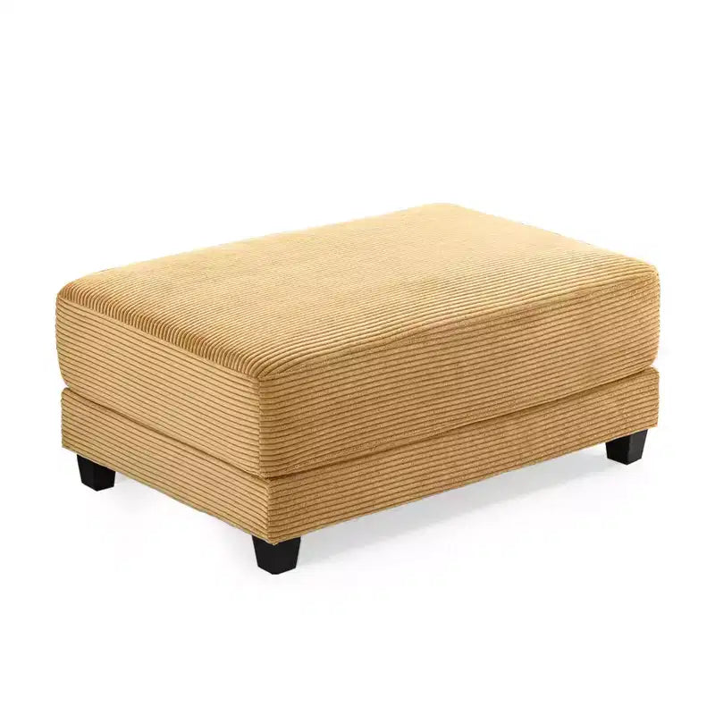 Divano sezionale a 112'' in velluto a coste con due pouf e tavolino portaoggetti da soggiorno