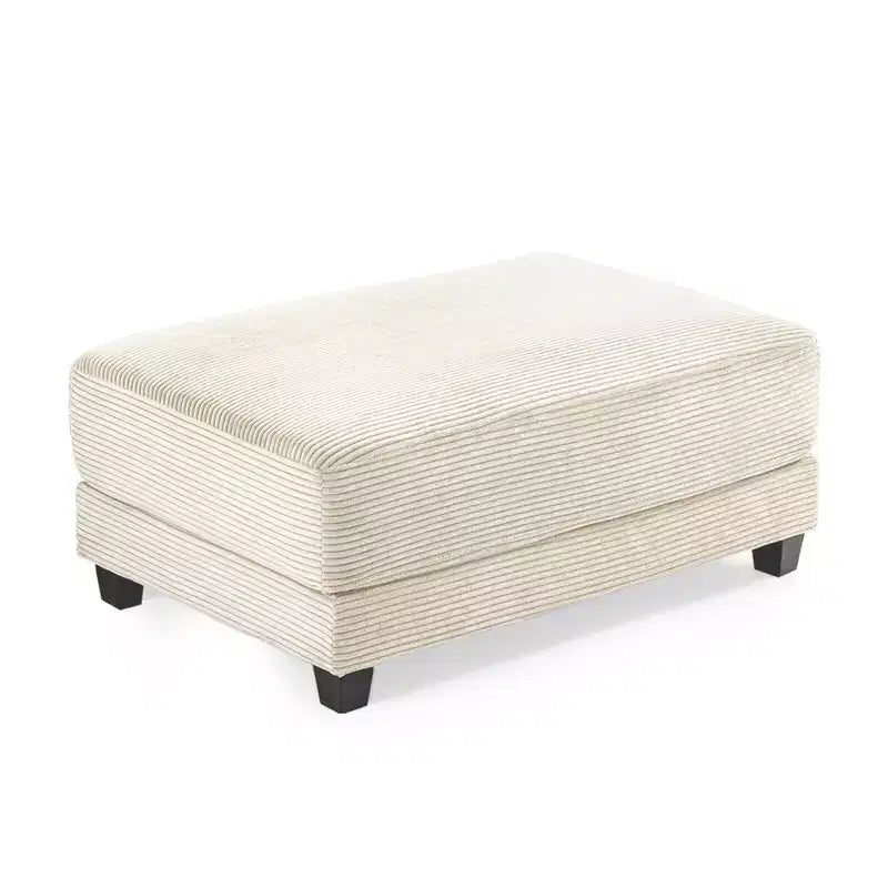Divano sezionale a 112'' in velluto a coste con due pouf e tavolino portaoggetti da soggiorno