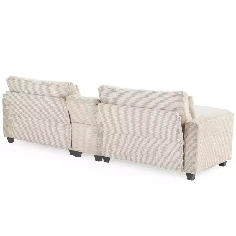 Divano componibile a 3 pezzi in velluto a coste da 112'' con pouf per soggiorno