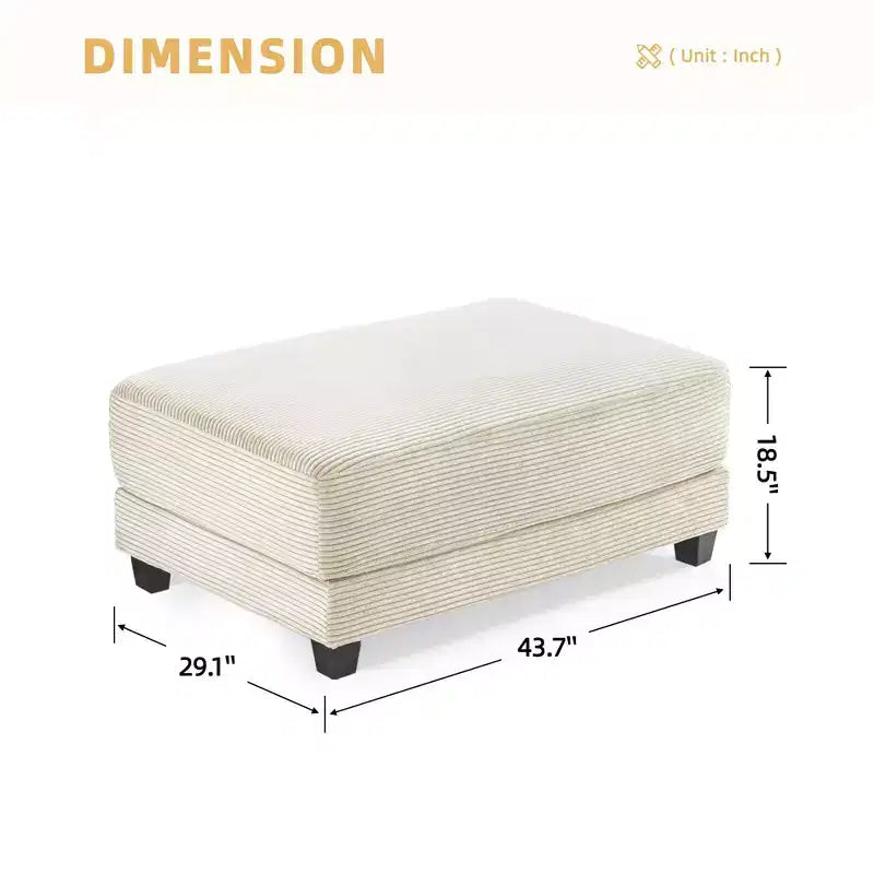 Divano componibile a 3 pezzi in velluto a coste da 112'' con pouf per soggiorno