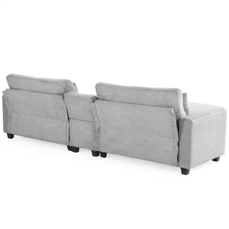 Divano componibile a 3 pezzi in velluto a coste da 112'' con pouf per soggiorno