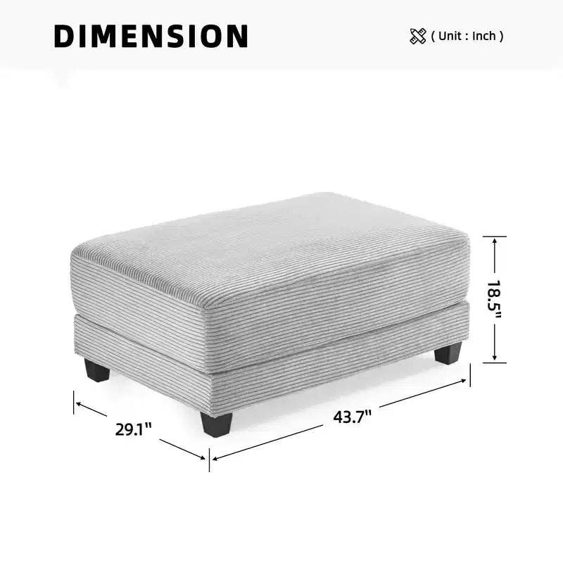 Divano componibile a 3 pezzi in velluto a coste da 112'' con pouf per soggiorno