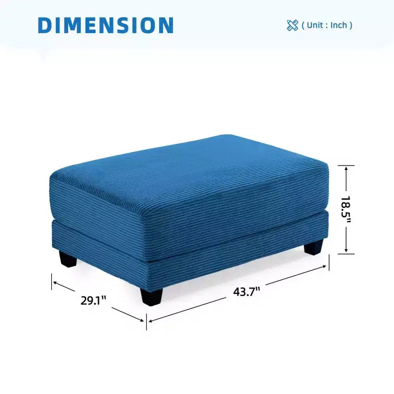 Divano componibile a 3 pezzi in velluto a coste da 112'' con pouf per soggiorno