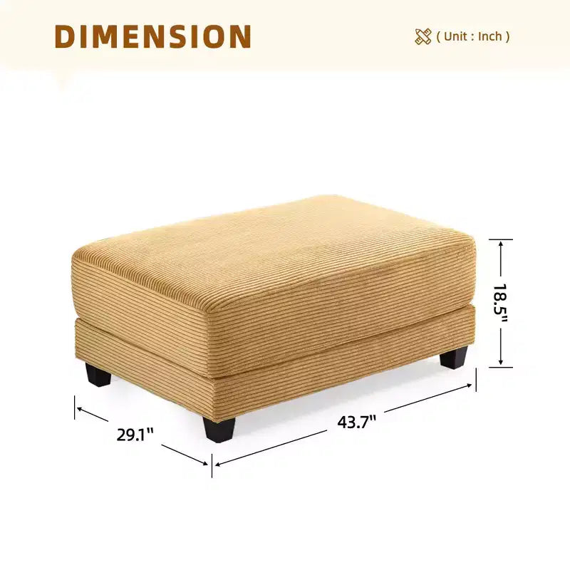 Divano componibile a 3 pezzi in velluto a coste da 112'' con pouf per soggiorno
