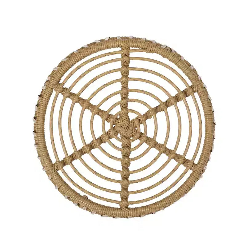 Tavolino da esterno per patio, tavolino rotondo in rattan, tavolino in stile bohémien, tavolino da esterno e da interno per soggiorno, giardino, balcone, cortile