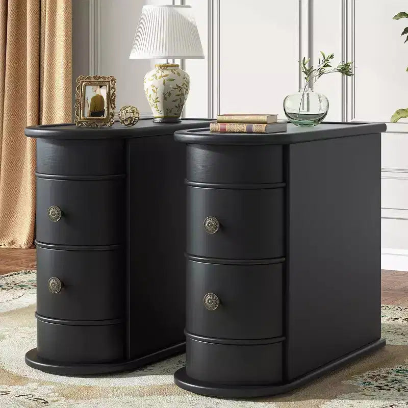 2-drawer Side Table, Slim Chairside Table, Narrow Nightstand, No Assembly Required
