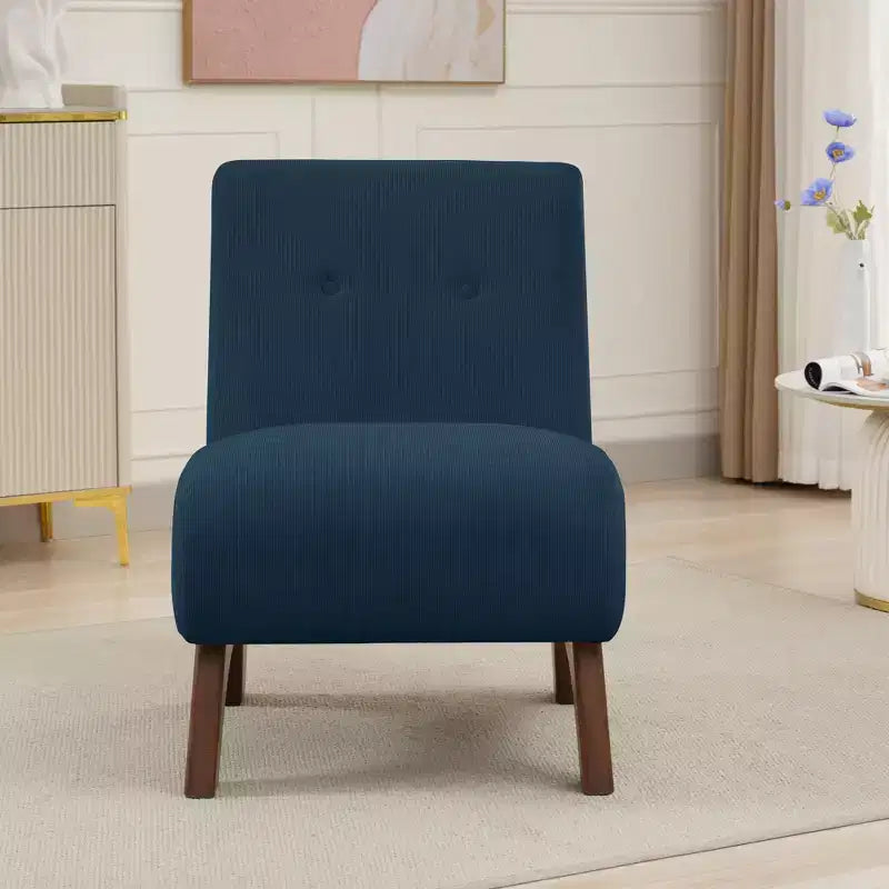 Hyleory Poltrona da soggiorno rivestita in velluto a coste con gambe in legno, sedia laterale moderna, sedia da lettura per soggiorno, camera da letto, ufficio, piccoli spazi