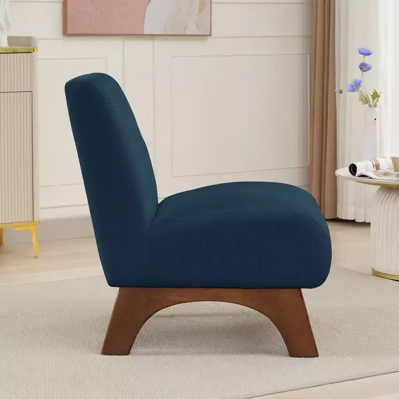 Hyleory Poltrona da soggiorno rivestita in velluto a coste con gambe in legno, sedia laterale moderna, sedia da lettura per soggiorno, camera da letto, ufficio, piccoli spazi