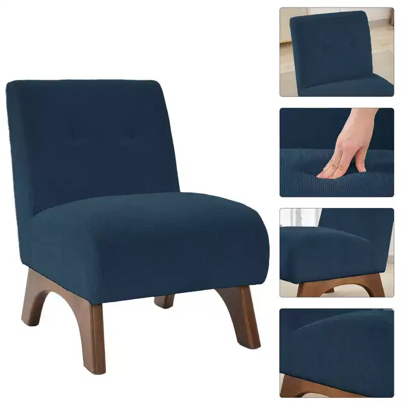 Hyleory Poltrona da soggiorno rivestita in velluto a coste con gambe in legno, sedia laterale moderna, sedia da lettura per soggiorno, camera da letto, ufficio, piccoli spazi