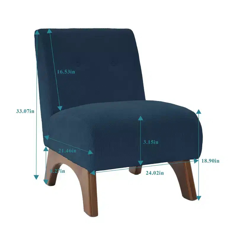 Hyleory Poltrona da soggiorno rivestita in velluto a coste con gambe in legno, sedia laterale moderna, sedia da lettura per soggiorno, camera da letto, ufficio, piccoli spazi
