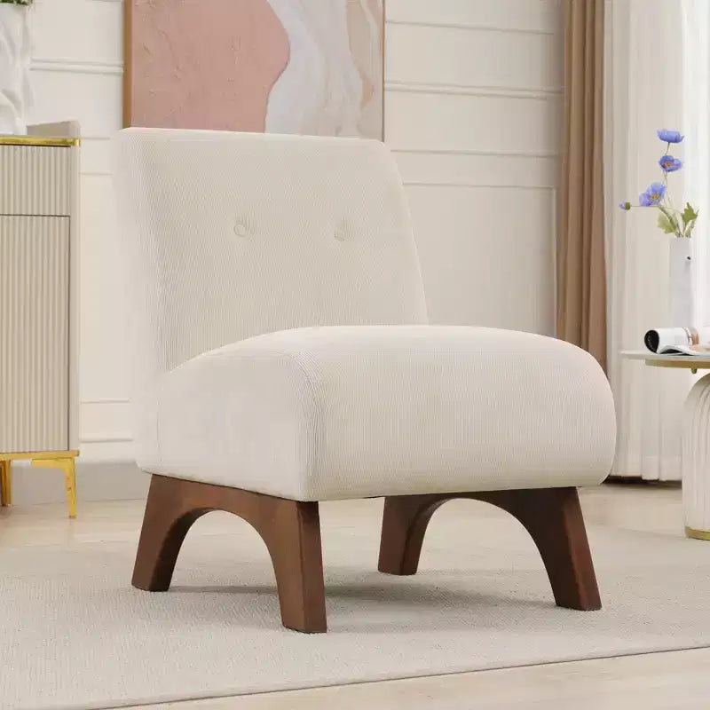 Hyleory Poltrona da soggiorno rivestita in velluto a coste con gambe in legno, sedia laterale moderna, sedia da lettura per soggiorno, camera da letto, ufficio, piccoli spazi