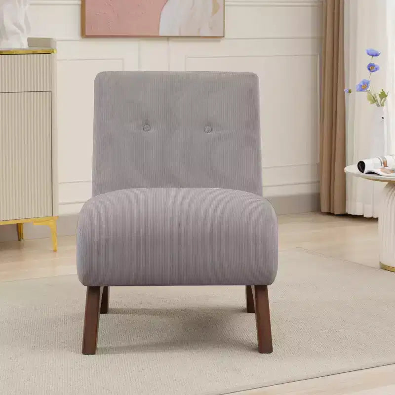 Hyleory Poltrona da soggiorno rivestita in velluto a coste con gambe in legno, sedia laterale moderna, sedia da lettura per soggiorno, camera da letto, ufficio, piccoli spazi