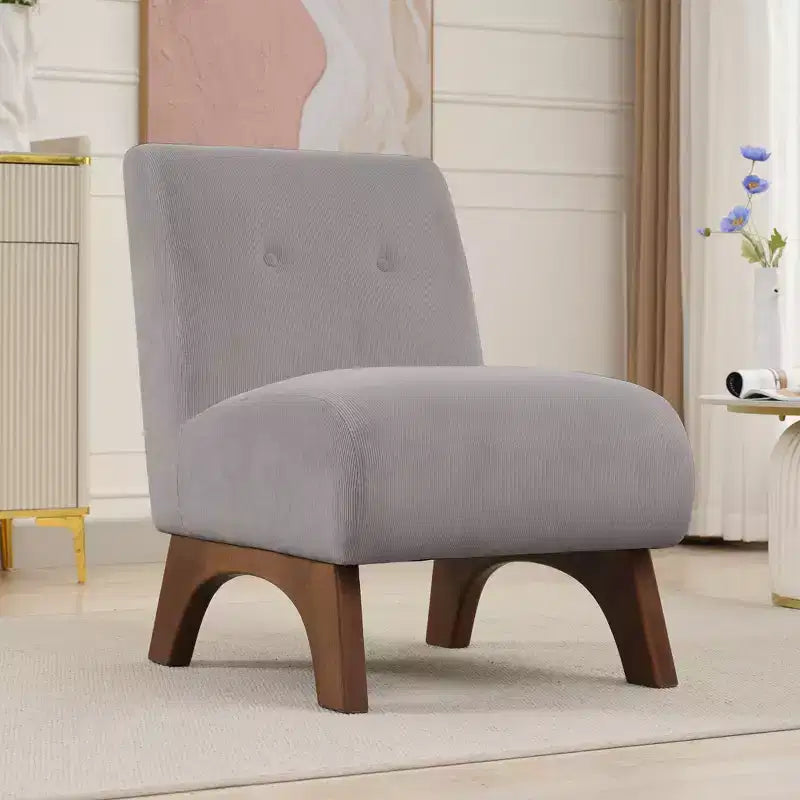 Hyleory Poltrona da soggiorno rivestita in velluto a coste con gambe in legno, sedia laterale moderna, sedia da lettura per soggiorno, camera da letto, ufficio, piccoli spazi