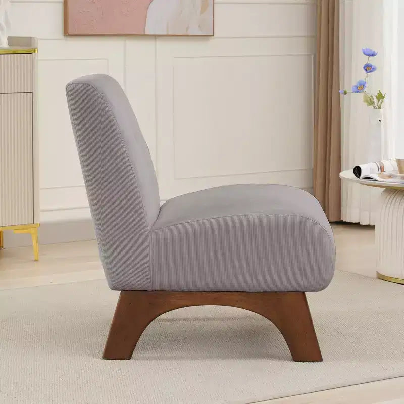 Hyleory Poltrona da soggiorno rivestita in velluto a coste con gambe in legno, sedia laterale moderna, sedia da lettura per soggiorno, camera da letto, ufficio, piccoli spazi