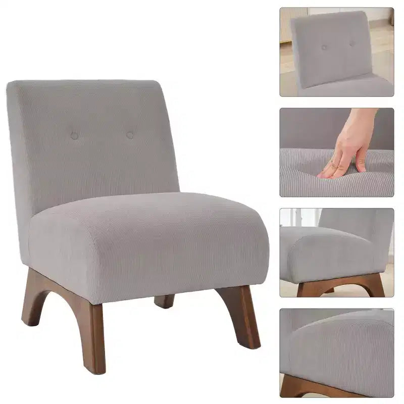 Hyleory Poltrona da soggiorno rivestita in velluto a coste con gambe in legno, sedia laterale moderna, sedia da lettura per soggiorno, camera da letto, ufficio, piccoli spazi