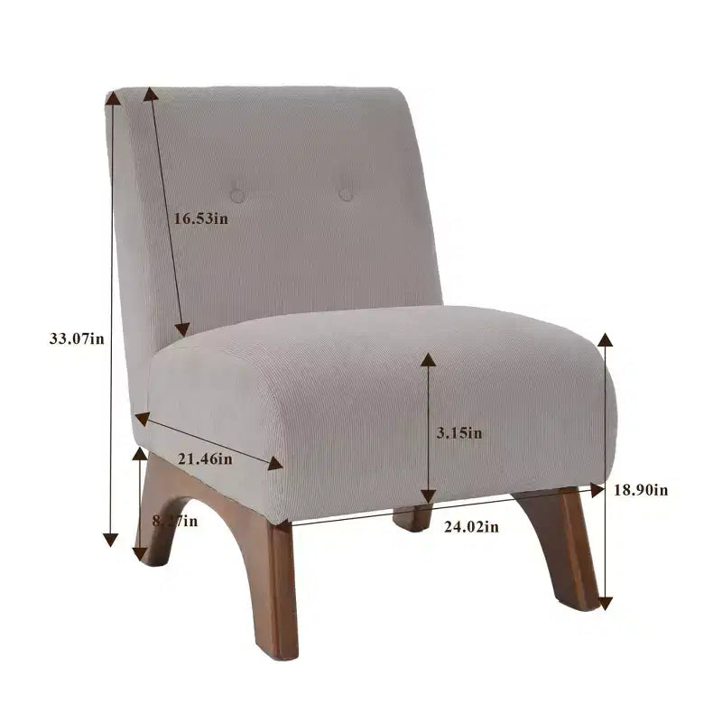 Hyleory Poltrona da soggiorno rivestita in velluto a coste con gambe in legno, sedia laterale moderna, sedia da lettura per soggiorno, camera da letto, ufficio, piccoli spazi
