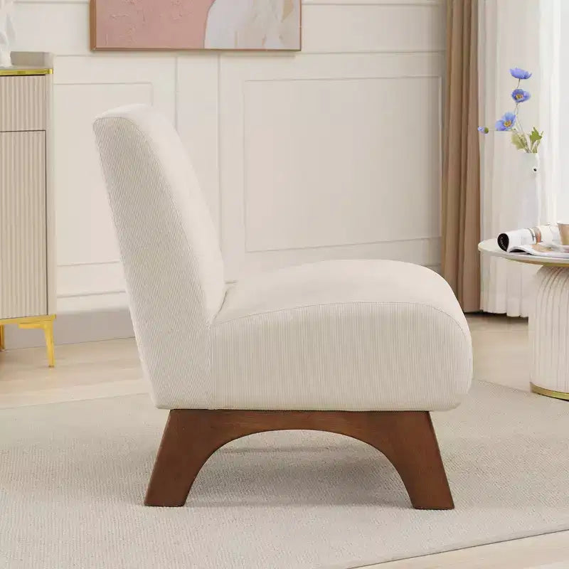 Hyleory Poltrona da soggiorno rivestita in velluto a coste con gambe in legno, sedia laterale moderna, sedia da lettura per soggiorno, camera da letto, ufficio, piccoli spazi