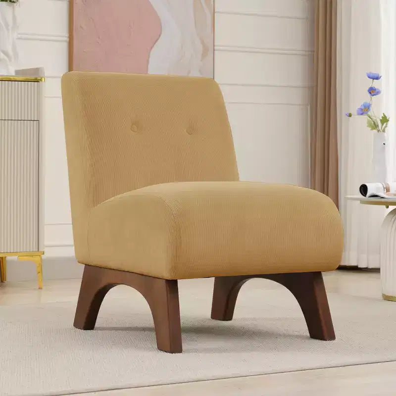 Hyleory Poltrona da soggiorno rivestita in velluto a coste con gambe in legno, sedia laterale moderna, sedia da lettura per soggiorno, camera da letto, ufficio, piccoli spazi