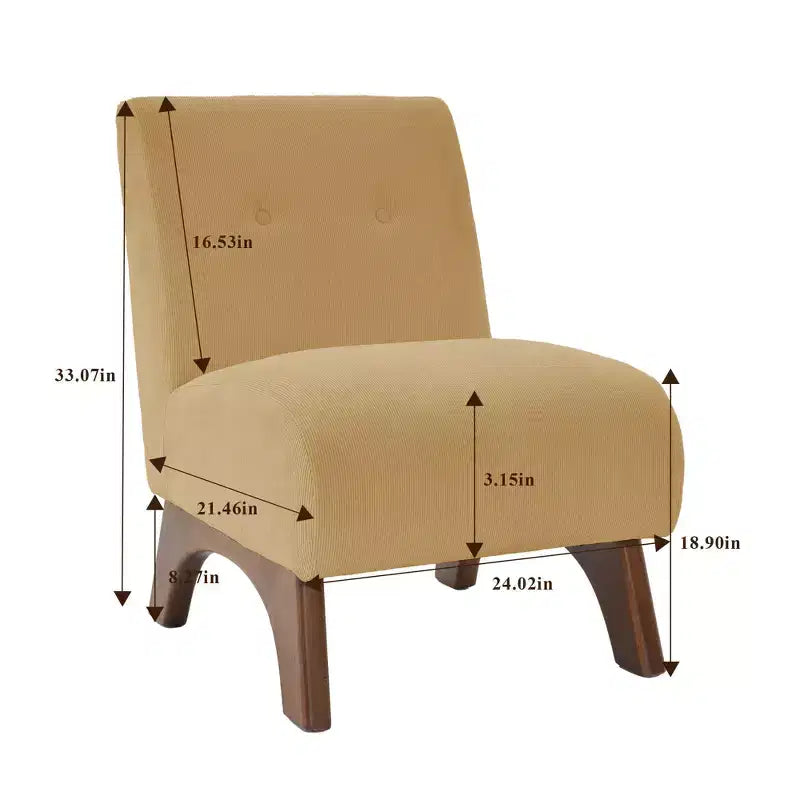 Hyleory Poltrona da soggiorno rivestita in velluto a coste con gambe in legno, sedia laterale moderna, sedia da lettura per soggiorno, camera da letto, ufficio, piccoli spazi