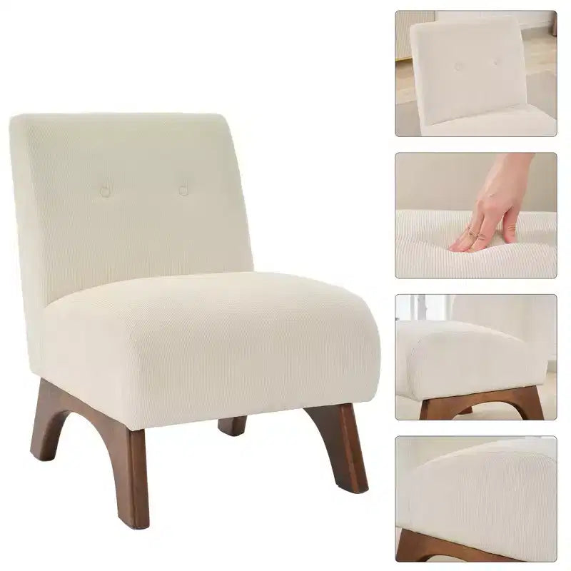 Hyleory Poltrona da soggiorno rivestita in velluto a coste con gambe in legno, sedia laterale moderna, sedia da lettura per soggiorno, camera da letto, ufficio, piccoli spazi