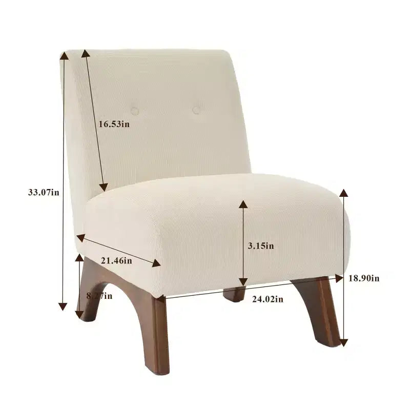 Hyleory Poltrona da soggiorno rivestita in velluto a coste con gambe in legno, sedia laterale moderna, sedia da lettura per soggiorno, camera da letto, ufficio, piccoli spazi