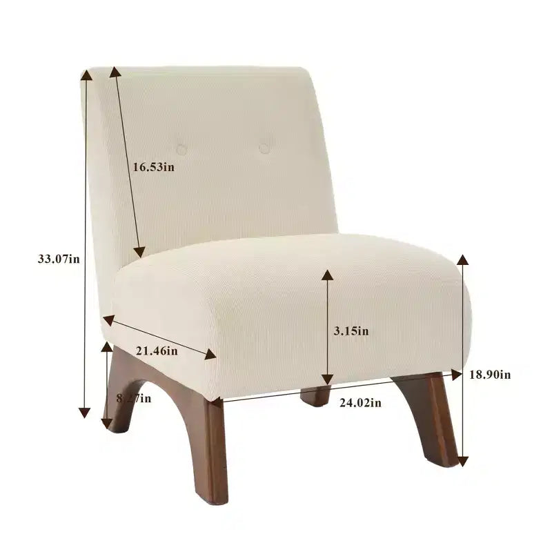 Hyleory Poltrona da soggiorno rivestita in velluto a coste con gambe in legno, sedia laterale moderna, sedia da lettura per soggiorno, camera da letto, ufficio, piccoli spazi