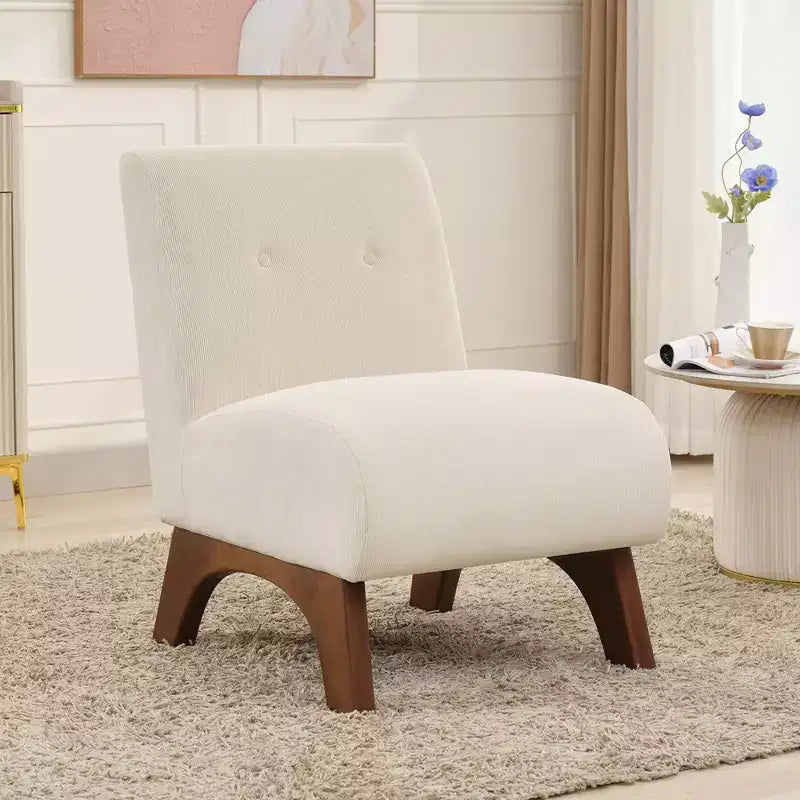 Hyleory Poltrona da soggiorno rivestita in velluto a coste con gambe in legno, sedia laterale moderna, sedia da lettura per soggiorno, camera da letto, ufficio, piccoli spazi