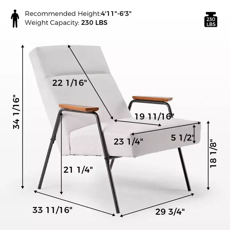 Lumina, Poltrona imbottita con braccioli, 29.72 L x 33.66 P x 34.05 A, Bianca