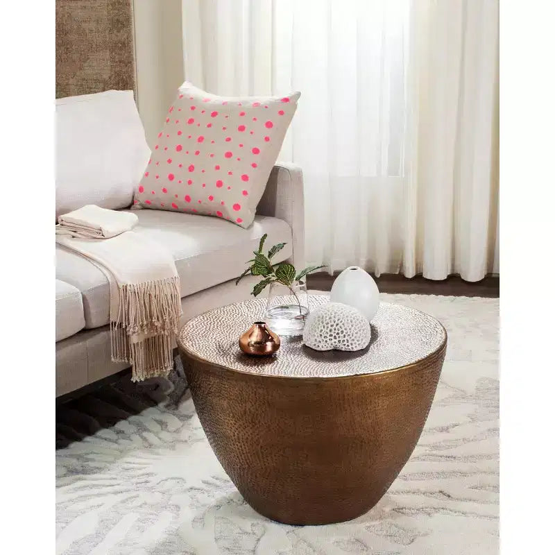 Round Aluminum Coffee Table, Lightweight & No Assembly Required, Modern Living Room Accent