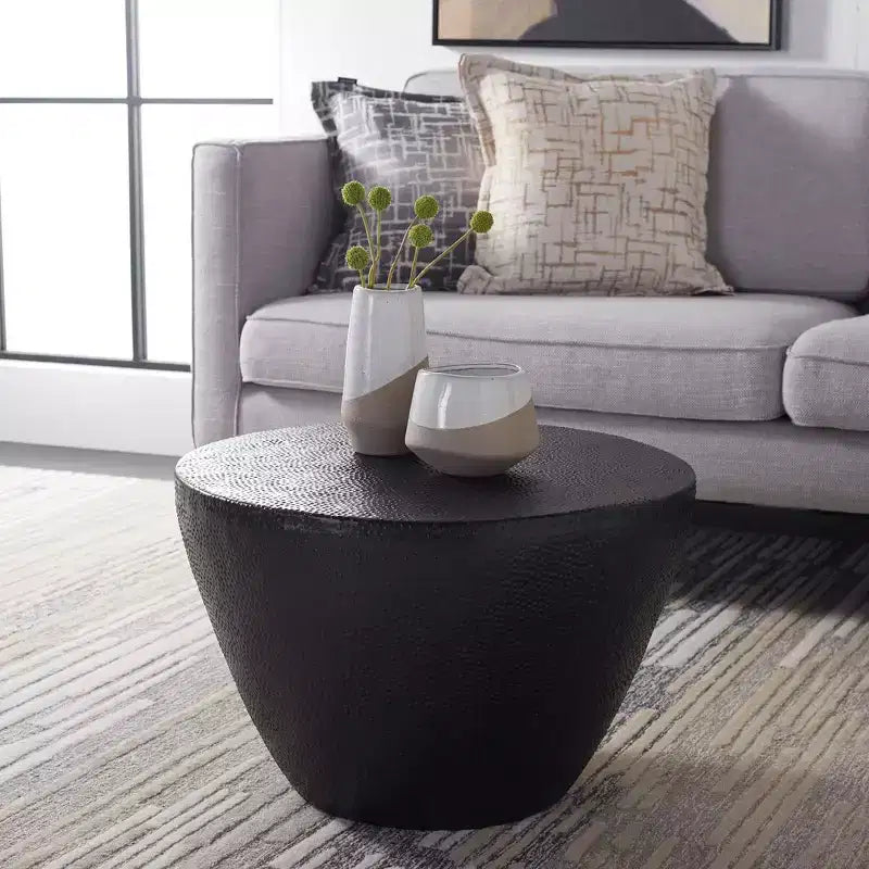 Tavolino rotondo in alluminio, leggero e senza montaggio richiesto, accento moderno per il soggiorno