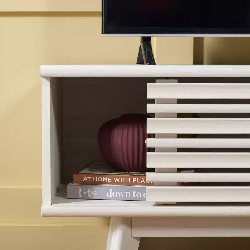 1-Door 2-Shelf Media Stand with Adjustable Shelves & Cable Management, Fits TVs up to 50"